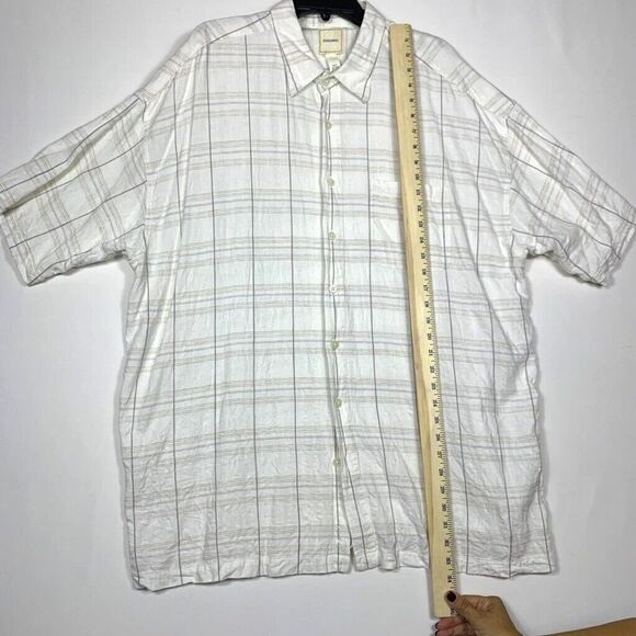 Saddlebred Shirt Mens 3XLT Beige Plaid Linen Blend Short Sleeve Button up - Picture 3 of 10